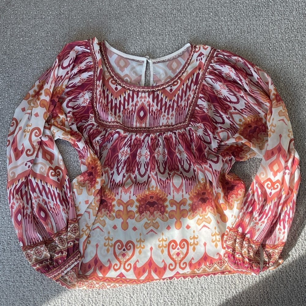 Bohemian Print Long Sleeve Top